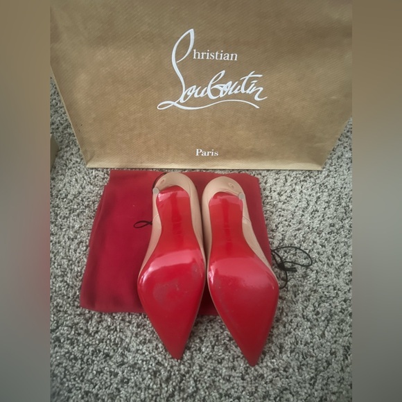 Christian Louboutin heels, size 8, Nude color red bottoms - Picture 6 of 7